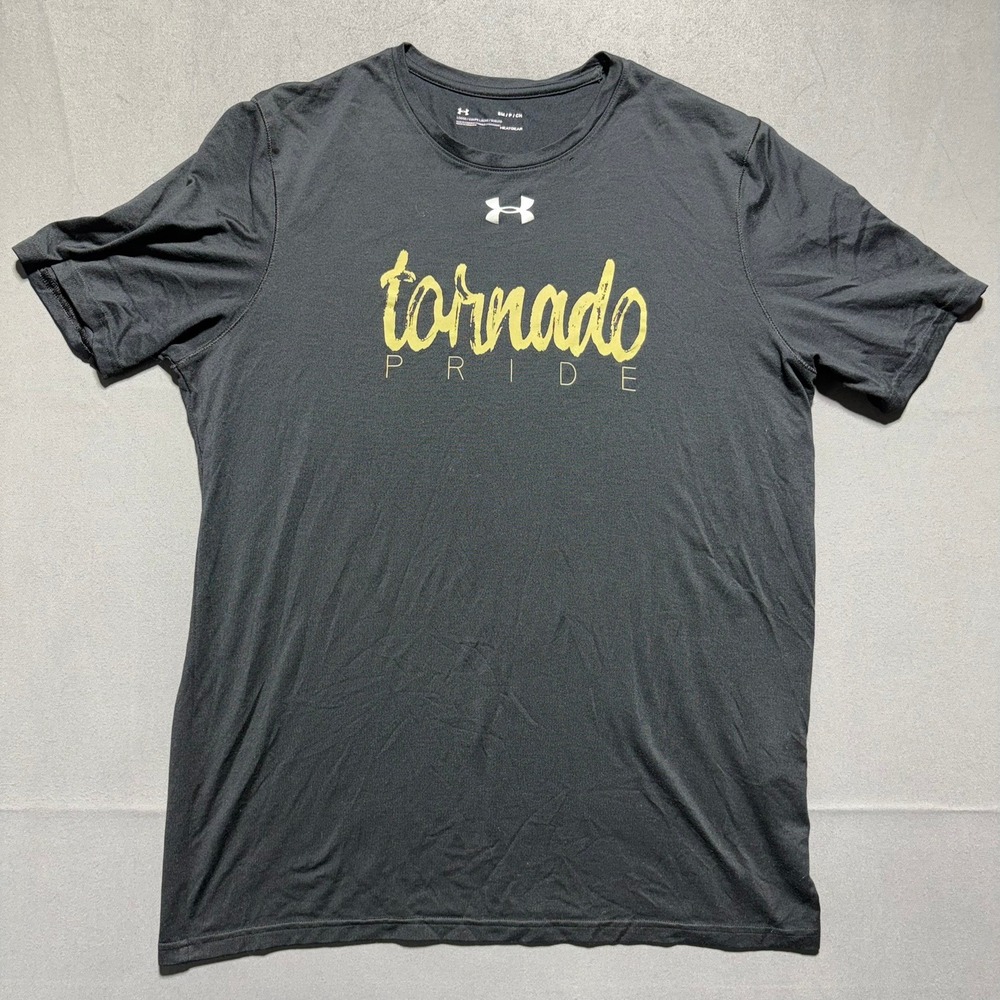 Under Armour HeatGear Tornado Pride Graphic T-Shirt Mens Small Black Yellow UA